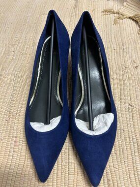 Stuart Weitzman Blue Suede Kitten Heel